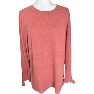 Loft Women's Pullover Sweater Pink Wool Blend Long Sleeve Slits Ties Size L